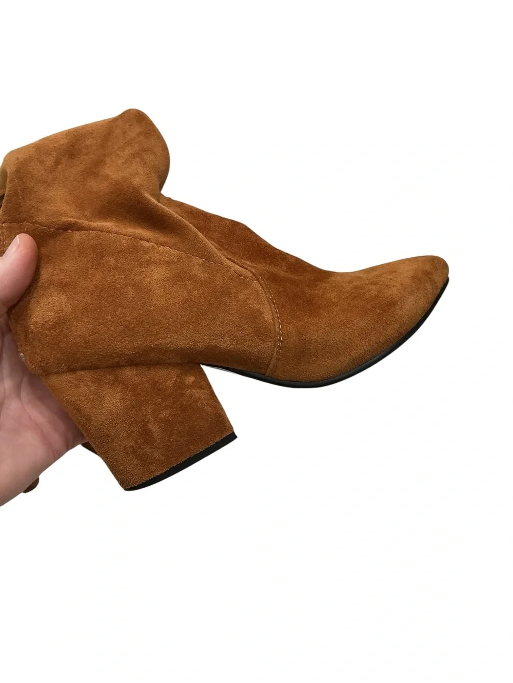 Goodnight Macaroon Marlo Thigh High Boots Women 6 Brown Suede OTK Block Heel